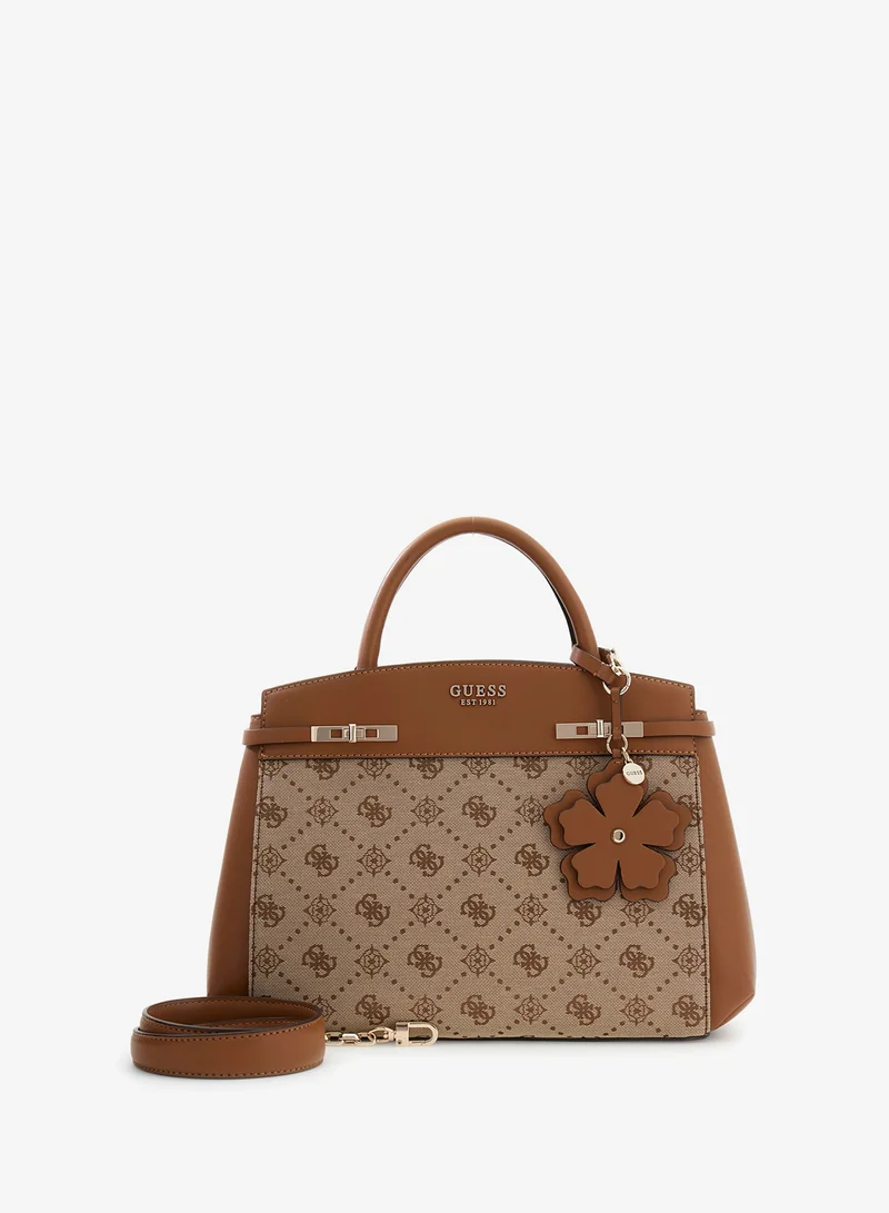 Guess Latte Logo Melinda Triple Compartment Satchel Bag for Women | Best Price UAE